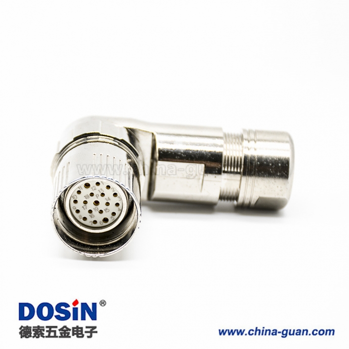 M23连接器19芯弯插头母头接线焊线带屏蔽 M23连接器19芯弯插头母头接线焊线带屏蔽