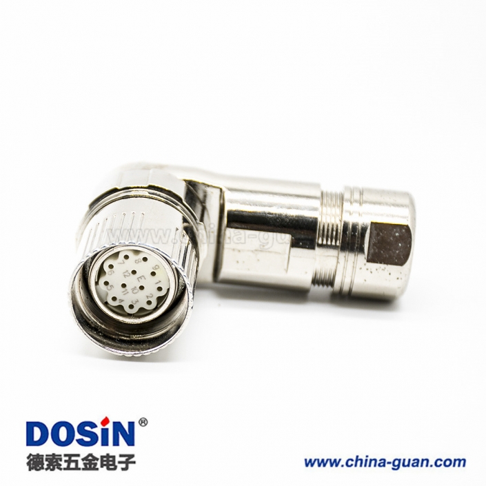 M23连接器 19芯弯插头母头接线焊线带屏蔽 M23连接器 19芯弯插头母头接线焊线带屏蔽