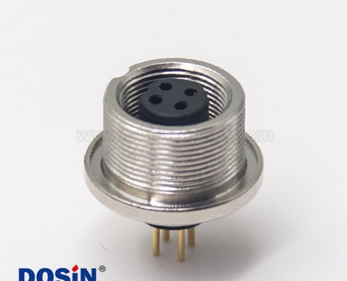 圆形插座连接器M9母头直式插孔接pcb板4芯连接器