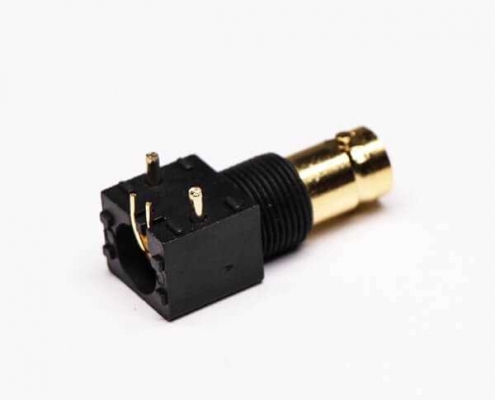 bnc弯头焊板安装母头镀金黑胶接PCB板DOSIN-801-1101