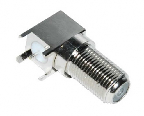 pcb射频连接器板端f头弯式穿墙母头 DOSIN-803-0045