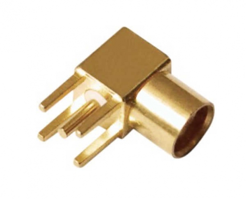 pcb射频连接器板端mcx同轴弯式镀金母头 DOSIN-809-0014