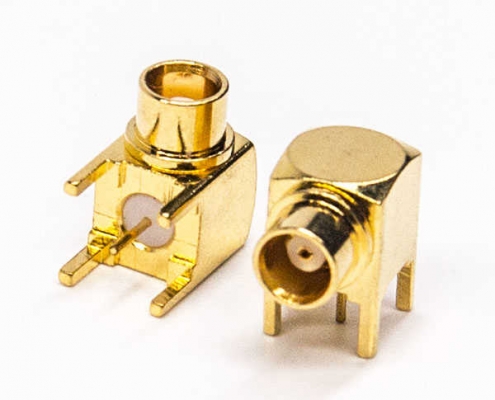 mcx同轴连接器90度弯式母头插板式接PCB板镀金 DOSIN-809-0092