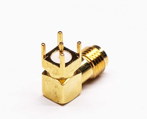 SMA母头弯角弯式射频同轴连接器插PCB板DOSIN-806-0204
