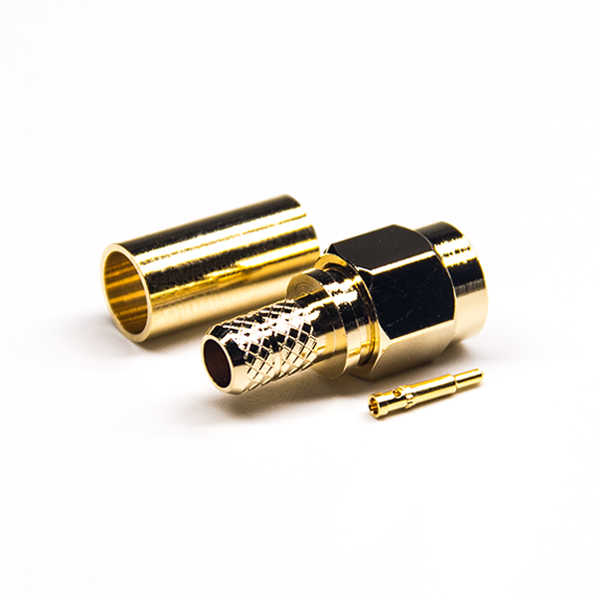 SMA公头50欧姆镀金螺纹连接压接式连接器DS806MCS115