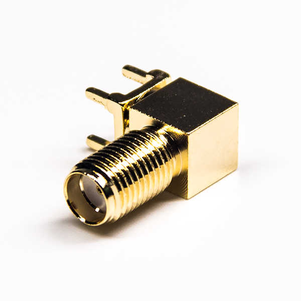 sma接头母头弯式穿孔式接PCB板外壳镀金DS806FPR122