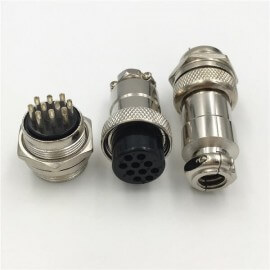 10芯GX20板端航空连接器直式公母电子连接器 10芯GX20板端航空连接器直式公母电子连接器